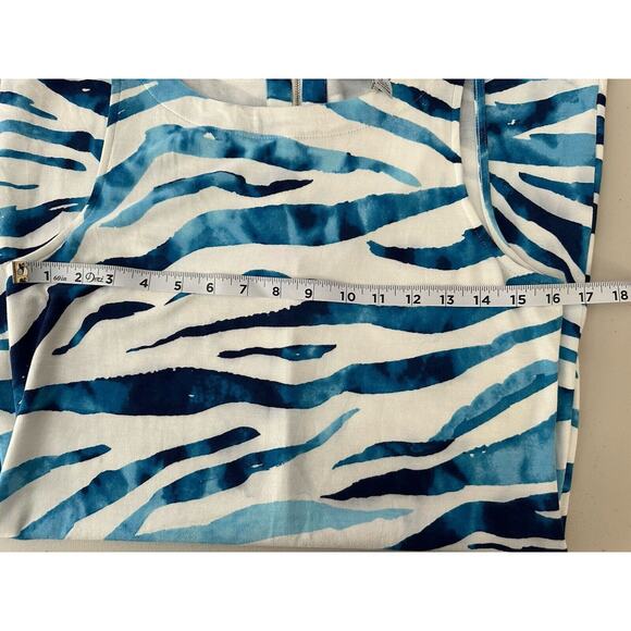 Tommy Bahama Darcy Zanzebra Sheath Dress Blue And White Size Small/P FLAW - Picture 9 of 10